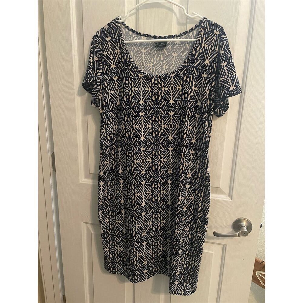 New Directions Navy Floral Dress PXL Petite A-Line Knee Length